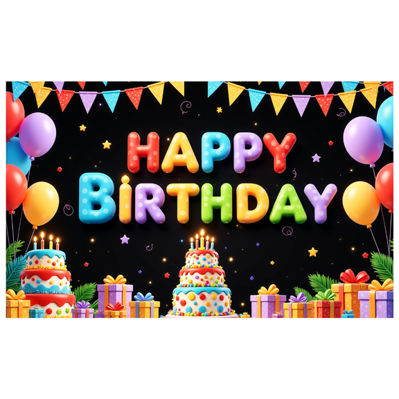 Colorful Design Birthday Banner Decorative Balloons Party Background for Birthday Celebration Indoor Decoration Kids Party