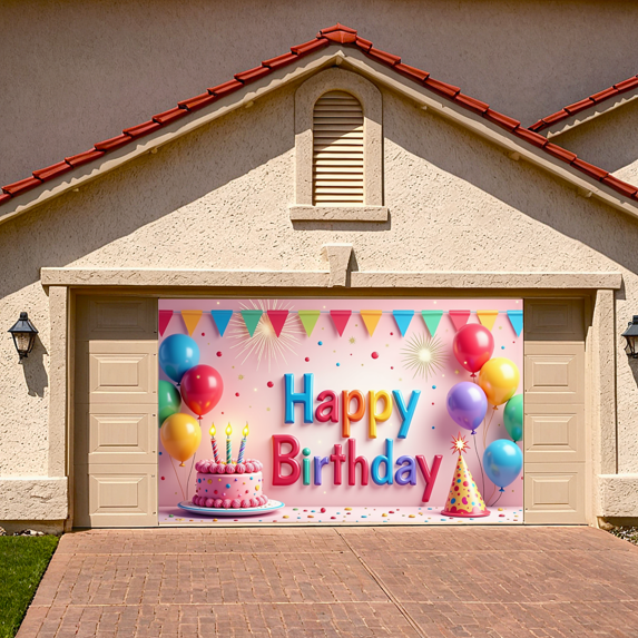 Colorful Design Birthday Banner Decorative Theme Party Backdrop for Birthday Celebration Kids Party Indoor Decoration