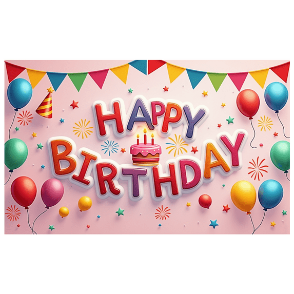 Colorful Design Birthday Banner Decorative Theme Party Backdrop for Birthday Celebration Kids Party Indoor Decoration