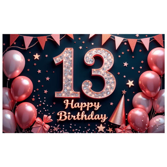 Colorful Design Birthday Banner Glittering Number Festive Decoration for Teen Celebration Party Background Event Decoration