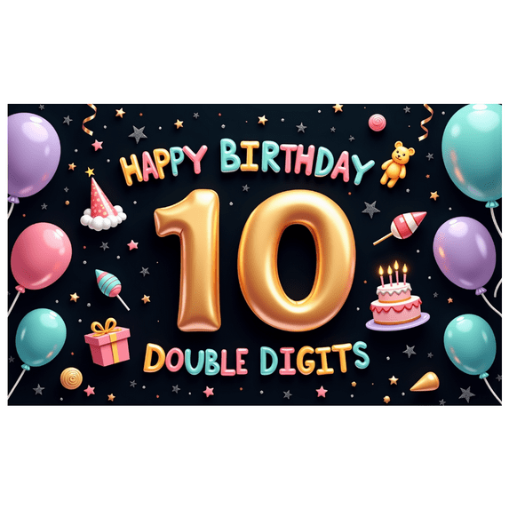 Colorful Design Birthday Party Banner Balloon Decoration Double Digits Event Banner for Kids Celebration Indoor Decoration Photo Shoot