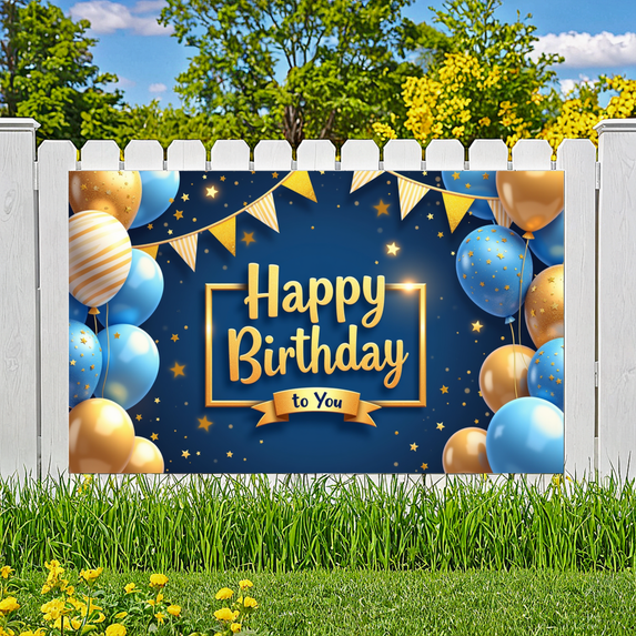 Colorful Design Birthday Party Banner Decorative Balloons Festive Banner for Celebration Event Indoor