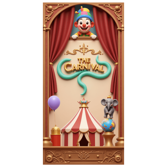 Colorful Design Carnival Banner Decorative Clown Circus Banner Fun Elephant Backdrop for Birthday Party Kid's Event Indoor Celebration