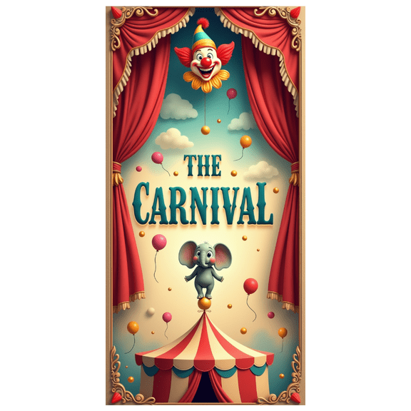 Colorful Design Carnival Banner Decorative Clown Circus Banner Fun Elephant Backdrop for Birthday Party Kid's Event Indoor Celebration