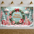 thumbnail image 1 of Colorful Design Christmas Banner Decorative Wreath Holiday Decoration Party Backdrop for Home Celebration Photo Props Winter Festive, 1 of 9