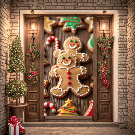 Colorful Design Christmas Cookie Gingerbread Banner Decorative Holiday Season for Christmas Party Festive Event Holiday Gathering