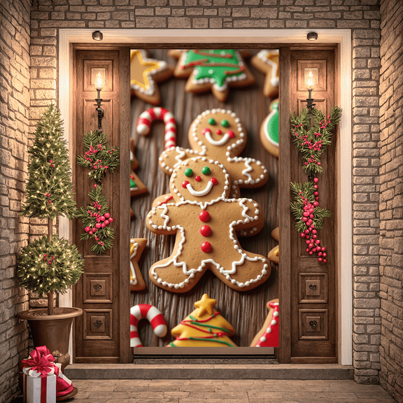 Colorful Design Christmas Cookie Gingerbread Banner Decorative Holiday Season for Christmas Party Festive Event Holiday Gathering