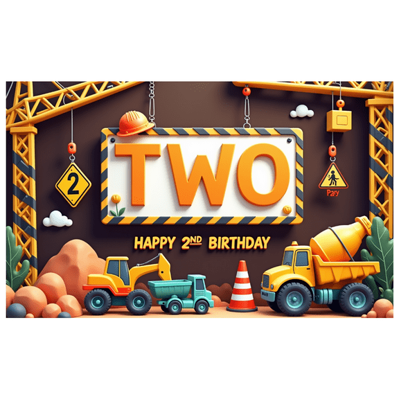 Colorful Design Construction Birthday Banner Vehicles Theme Happy Birthday Decoration for Kids Party Indoor Event Celebration