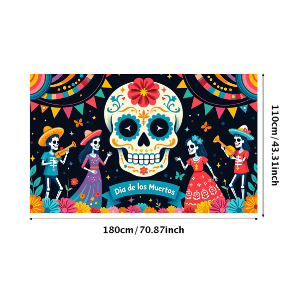 Colorful Design Day of the Dead Festive Banner Skull Decoration Mexican Festival for Celebrations Cultural Events Parties