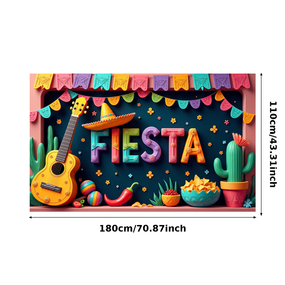 Colorful Design Fiesta Banner Mexican Party Decor Floral Guitar ...