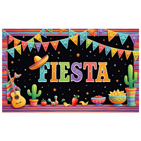 Colorful Design Fiesta Banner Sombrero Fiesta Party Cactus Fiesta for Mexican Celebration Festive Event Indoor Decor Party Backdrop
