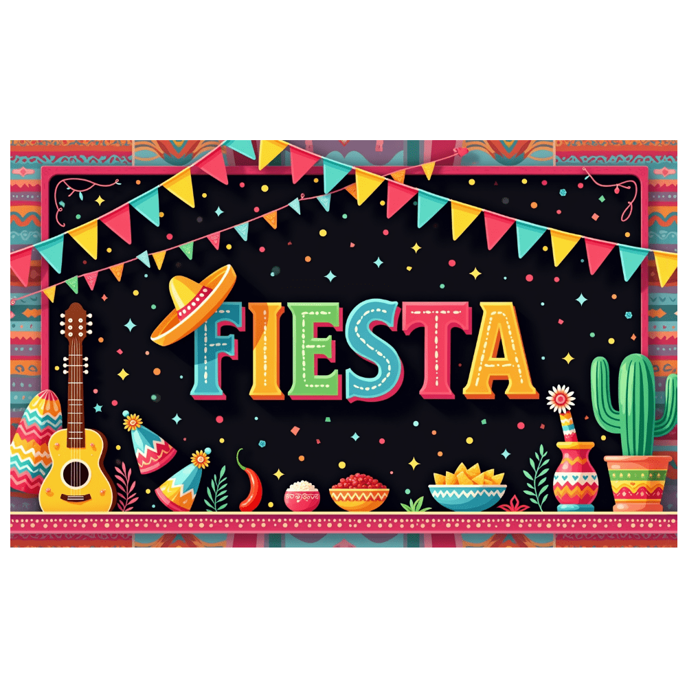 Colorful Design Fiesta Banner Sombrero Fiesta Party Cactus Fiesta for ...