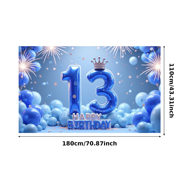 Colorful Design Happy 13 Birthday Banner Decorative Theme Decorative Design for Teen Party Birthday Celebration Indoor Use