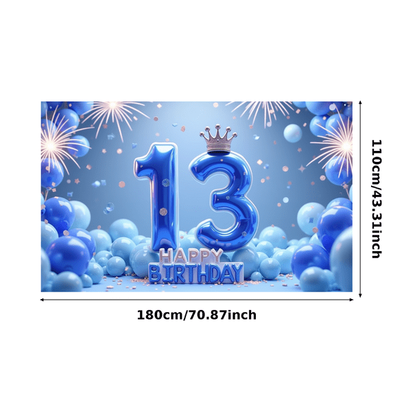 Colorful Design Happy 13 Birthday Banner Decorative Theme Decorative Design for Teen Party Birthday Celebration Indoor Use