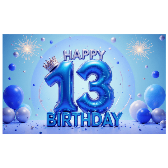 Colorful Design Happy 13 Birthday Banner Decorative Theme Decorative Design for Teen Party Birthday Celebration Indoor Use