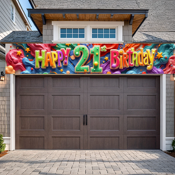 Colorful Design Happy 21st Birthday Party Decoration Event Banner Colorful Splash for Birthday Party Event Celebration