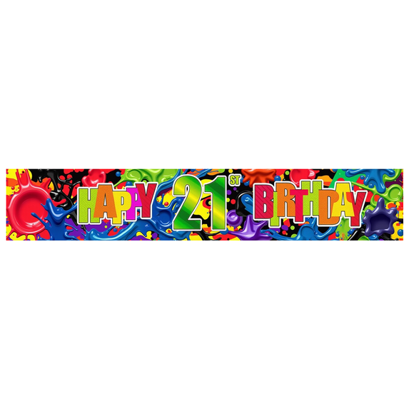 Colorful Design Happy 21st Birthday Party Decoration Event Banner Colorful Splash for Birthday Party Event Celebration
