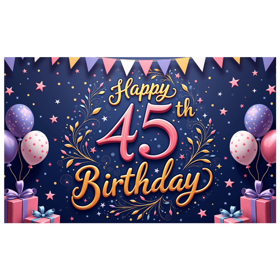 Colorful Design Happy 45th Birthday Balloon Decoration Party Banner for Celebration Event Indoor