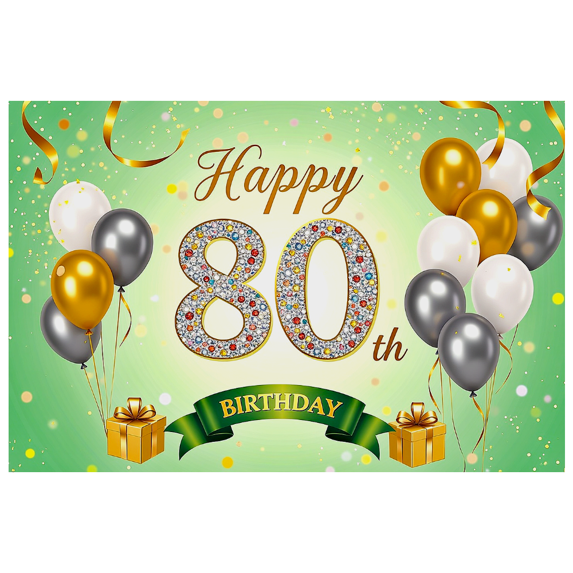 Colorful Design Happy 80th Birthday Banner Decorative Creative Easy Setup Background for Birthday Celebration Holiday Event Party Decor