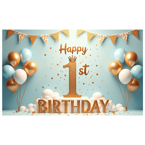 Colorful Design Happy Birthday Banner Balloon Decoration Party Backdrop for Birthday Party Kids Celebration Event
