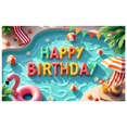 thumbnail image 1 of Colorful Design Happy Birthday Banner Beach Theme Inflatable Flamingo Tropical Flowers Pool Elements for Summer Party Beach Celebration Holiday Decor, 1 of 7