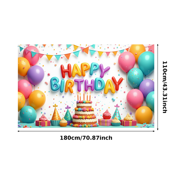 Colorful Design Happy Birthday Banner Cake Decoration Balloon Decoration Celebration Backdrop for Birthday Party Kids Celebration Indoor Party
