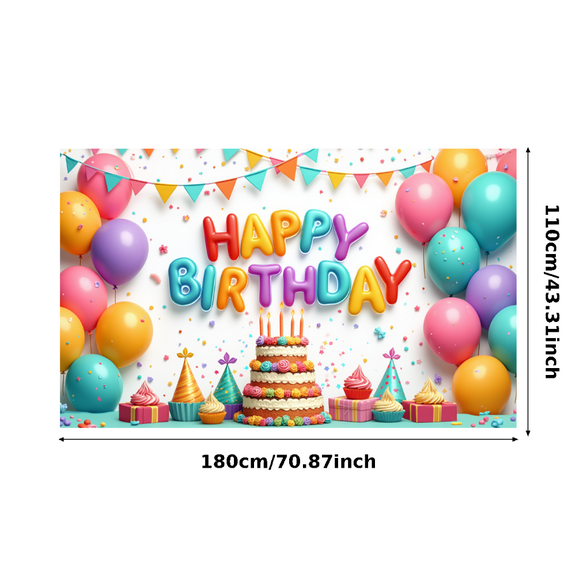 Colorful Design Happy Birthday Banner Cake Decoration Balloon Decoration Celebration Backdrop for Birthday Party Kids Celebration Indoor Party