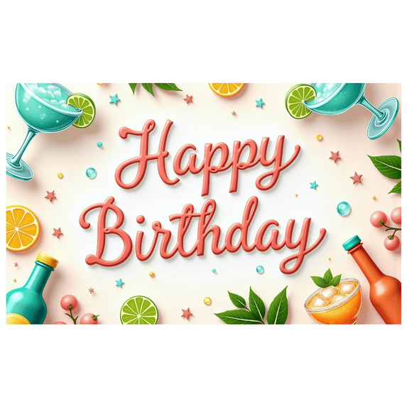 Colorful Design Happy Birthday Banner Cocktail Theme Party Decor Elegant Style for Birthday Celebration Event Decor Indoor Party