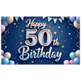 thumbnail image 1 of Colorful Design Happy Birthday Banner Decorative Balloons 50th Celebration Backdrop for Birthday Party Indoor Event Photo Shoot, 1 of 7