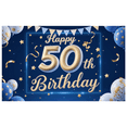 thumbnail image 1 of Colorful Design Happy Birthday Banner Decorative Balloons 50th Celebration Backdrop for Birthday Party Indoor Event Photo Shoot, 1 of 8