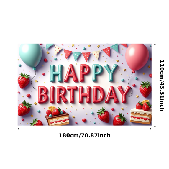 Colorful Design Happy Birthday Banner Decorative Balloons Party Backdrop for Birthday Party Celebration Indoor Decoration Kids Event