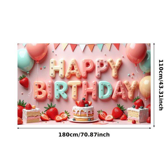 Colorful Design Happy Birthday Banner Decorative Balloons Party Backdrop for Birthday Party Celebration Indoor Decoration Kids Event