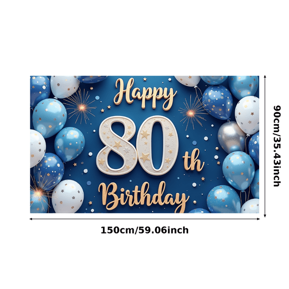 Colorful Design Happy Birthday Banner Decorative Balloons Party Backdrop for Birthday Party Milestone Celebration Event Decoration