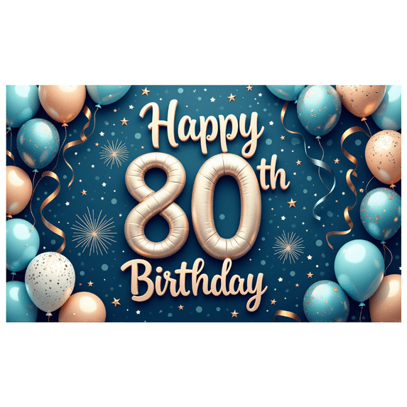 Colorful Design Happy Birthday Banner Decorative Balloons Party Backdrop for Birthday Party Milestone Celebration Event Decoration