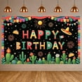 thumbnail image 1 of Colorful Design Happy Birthday Banner Mexican Style Fiesta Party Banner Cactus Pattern Taco Cactus Theme Backdrop for Birthday Party Fiesta Celebration Mexican Theme Party, 1 of 9