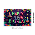 thumbnail image 1 of Colorful Design Happy Birthday Banner Neon Style Sixteenth Birthday Party Decoration for Birthday Party Celebration Event, 1 of 7