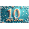 thumbnail image 1 of Colorful Design Happy Birthday Banner Snowflake Pattern Decorative Theme for Kids Party Celebration Winter Decoration, 1 of 7