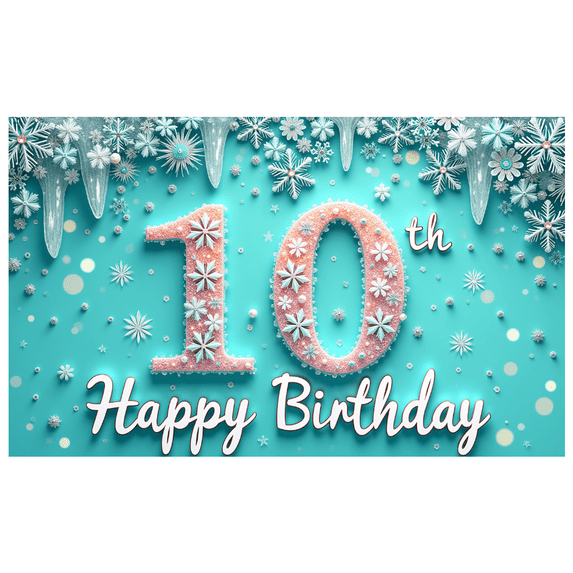 Colorful Design Happy Birthday Banner Snowflake Pattern Decorative Theme for Kids Party Celebration Winter Decoration