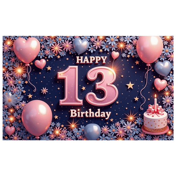 Colorful Design Happy Birthday Banner Stars Pattern Balloon Decoration Party Backdrop for Teenage Party Celebration Indoor Decoration Event