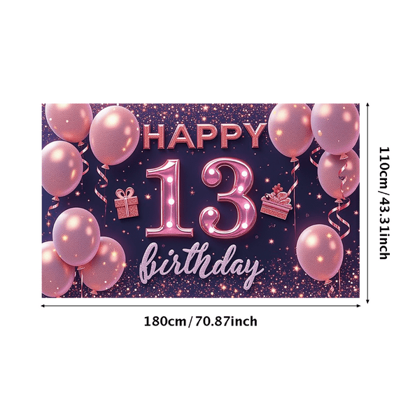 Colorful Design Happy Birthday Banner Stars Pattern Balloon Decoration Party Backdrop for Teenage Party Celebration Indoor Decoration Event