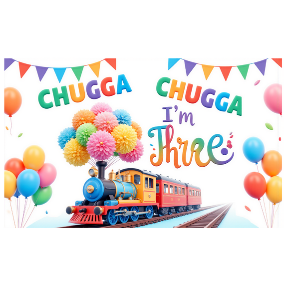 Colorful Design Happy Birthday Banner Train Theme Polyester Material for Children's Celebration Birthday Party Decoration