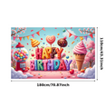 thumbnail image 1 of Colorful Design Happy Birthday Banner Whimsical Candy Theme Decorative Ice Cream for Birthday Party Kids Celebration Indoor Decor, 1 of 8