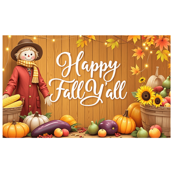 Colorful Design Happy Fall Banner Scarecrow Decor Happy Fall Y'all Pumpkin Decoration Harvest Theme for Autumn Gathering Thanksgiving Party Home Decoration
