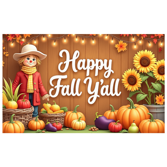 Colorful Design Happy Fall Banner Scarecrow Decor Happy Fall Y'all Pumpkin Decoration Harvest Theme for Autumn Gathering Thanksgiving Party Home Decoration