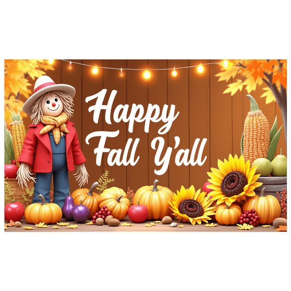 Colorful Design Happy Fall Banner Scarecrow Decor Happy Fall Y'all Pumpkin Decoration Harvest Theme for Autumn Gathering Thanksgiving Party Home Decoration