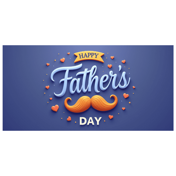 Colorful Design Happy Father's Day Decorative Banner with Mustache and Hearts for Holiday Celebration Indoor Decoration Photo Shoot