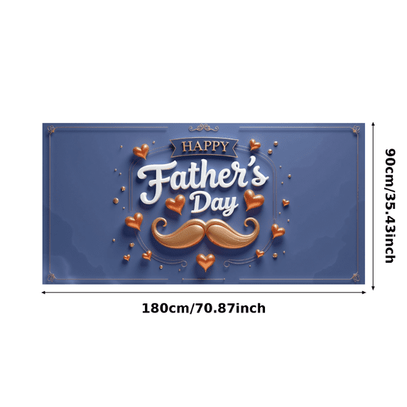 Colorful Design Happy Father's Day Decorative Banner with Mustache and Hearts for Holiday Celebration Indoor Decoration Photo Shoot