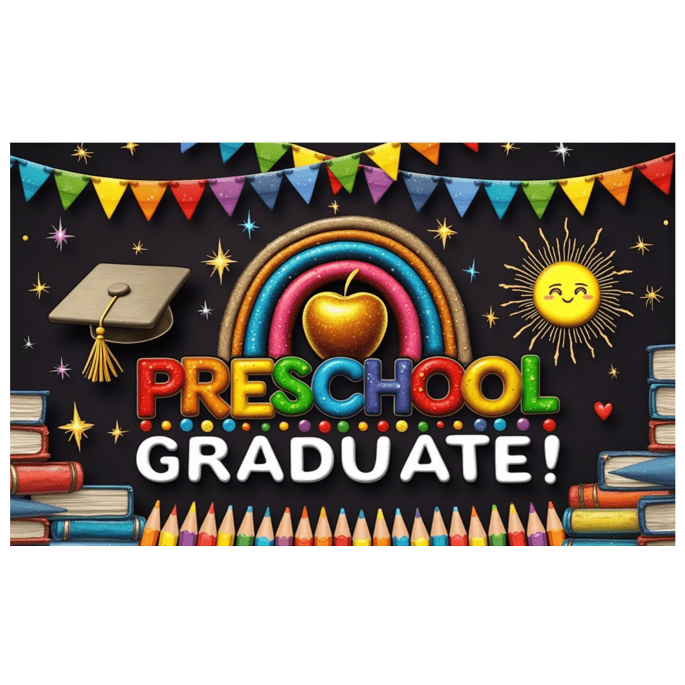 Colorful Design Happy Graduation Banner Preschool Graduate Rainbow ...