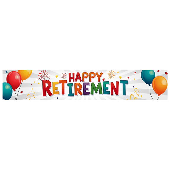 Colorful Design Happy Retirement Banner Decorative Party Balloons Polyester Material Celebration Banner for Retirement Party Event Celebration Indoor Use