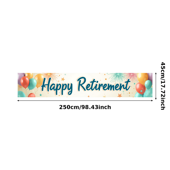 Colorful Design Happy Retirement Banner Decorative Party Balloons Polyester Material Celebration Banner for Retirement Party Event Celebration Indoor Use